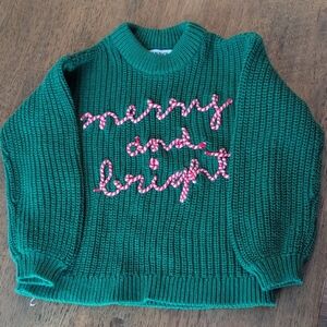 Merry And Bright Embroidered Mock Neck Sweater